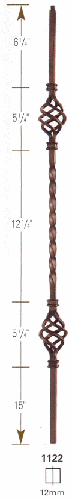 1122 Single Twist, Double Basket Iron Baluster