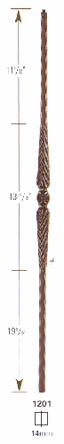 1201 Hammered Feathered Iron Baluster