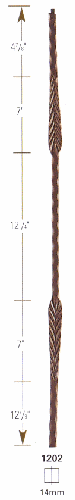 1202 Hammered Split Feather Baluster