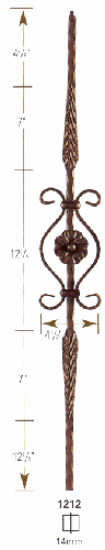 1212 Feather with Circle Scroll Baluster Hammered