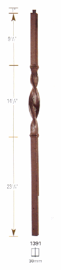 1391 Single Ribbon Iron  Newel Post