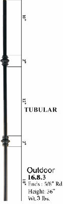 16.8.3 Exterior Tubular Double Knuckle Iron Baluster