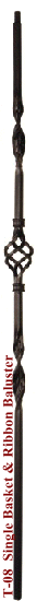 T-08 Single Basket with Ribbon Baluster