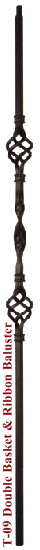 T-09 Double Basket with Ribbon Baluster