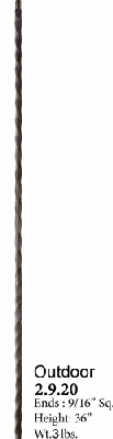 2.9.20 Hammered Plain Bar Exterior Iron Baluster