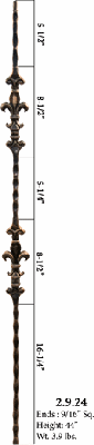 HF2.9.24 Double Knuckle Orleans Iron Baluster