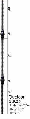 2.9.26 Double Ball Hammered Exterior Iron Baluster