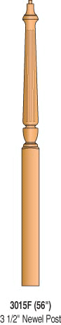 3015F Fluted Pin Top Newel Post