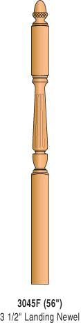 3045F Fluted Acorn Top Intermediate Landing Newel Post