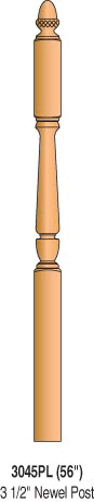 3045PL Plain Acorn Top Intermediate Landing Newel Post