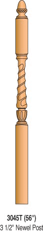 3045T Twist Acorn Top Intermediate Landing Newel Post
