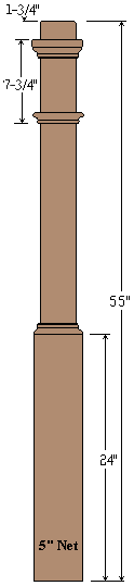 4491 Craftsman Newel with 5" Pedistel