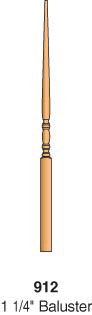 912 1-1/4" Slim Tapered Pin Top Classic Baluster