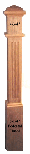 991F Fluted Ranch Boxed Newel Post with peaked hat