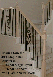Classic Newels, 6010 Rail, Twist and "S" Scroll Balusters