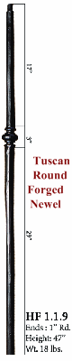 HF1.1.11 1" Square Tuscan Hammered Bar with Single Knob