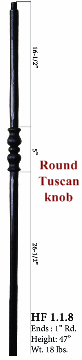 HF1.1.15 Tuscan Square Hammered Bar with Knuckle
