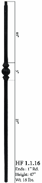 HF1.1.14 Tuscan 1" Square  Hammered Bar Iron Newel Post