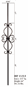HF13.9.3 Plain Heart Scroll Iron Baluster