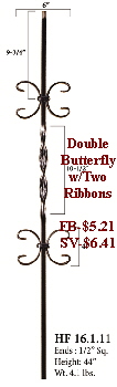 HF16.1.11 Single Ribbon with Two Butterflies Iron Baluster