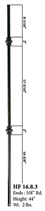 HF16_8_3 Double Knuckle 5/8" Round Baluster