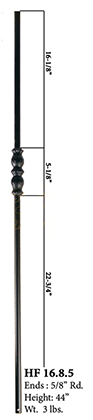 HF16_8_5 Large Double Knuckle 5/8" Round Baluster