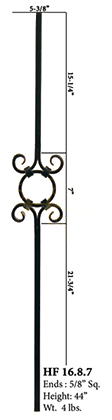 HF16_8_7 Single Ring 5/8" Tubular Baluster