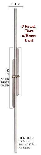 HF17.11.10 3 Round Bars with Brass Band, Stainless Steel