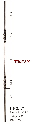 HF2.1.7 Double Knob Round Iron Baluster