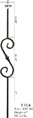 HF2.10.4 Scroll with Knuckle Round Iron Baluster