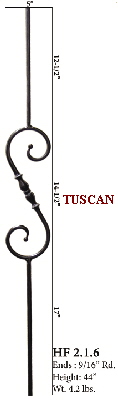 HF2.1.6  5" Round S-Scroll Baluster