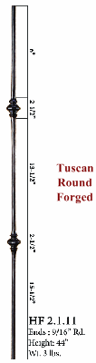 HF2.1.5 Single Knob Round Iron Baluster