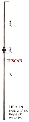 HF2.1.9  Tuscan single knuckle iron baluster