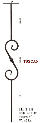 HF2.1.8 5" S-Scroll Round Baluster
