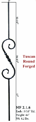 HF2.1.6  5" Round S-Scroll Baluster