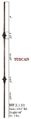 HF2.1.11 Tuscan Round Double knuckle iron baluster