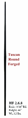 HF2.6.8 Straight Tapered Round Bar Iron Baluster