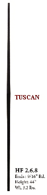 HF2.6.8 Straight Tapered Round Bar Iron Baluster