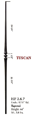 HF2.6.7 Single Knuckle Tapered Iron Baluster