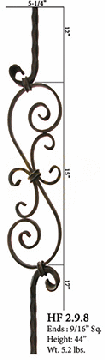 HF2.9.8 Forged S-Scroll Iron Baluster
