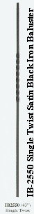 IB-2550 Single Twist Satin Black Solid Iron Balusters