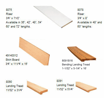 Tread Accessories:  Skirtboards, landing caps, tread caps, nosing