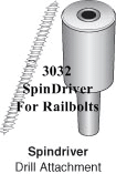 Spindriver for Railbolts or dowel screws